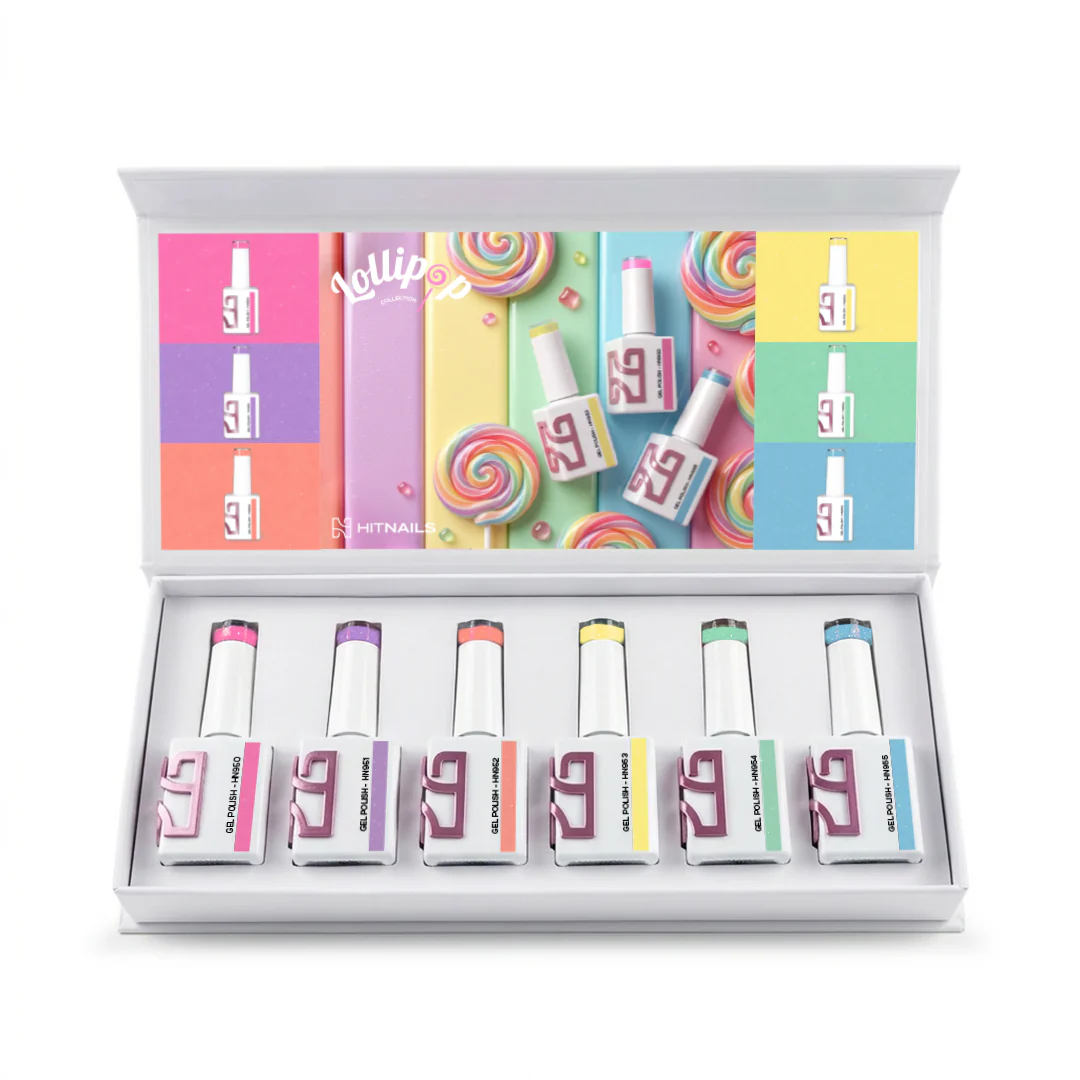 Produtos_de_unhas_cores_verniz_gel_lollipop Lollipop Gel Polish-kolleksjon - 6 farger - Bilde 1